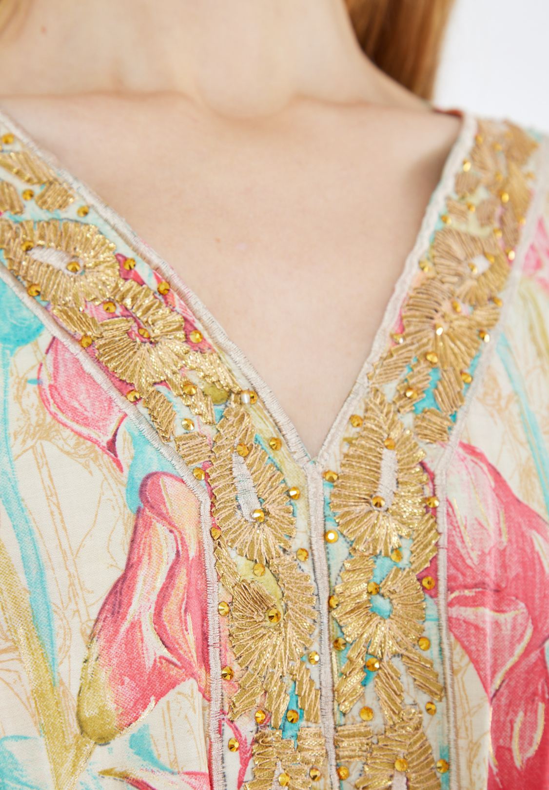 Stunning Printed Chiffon Long Dress With Lace embellishments