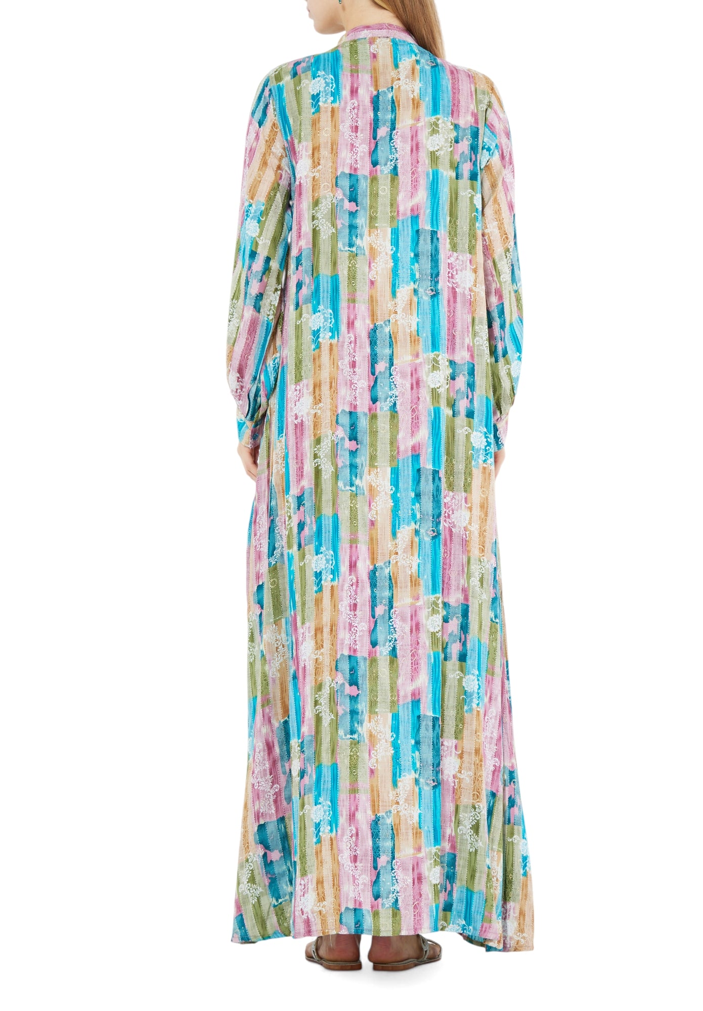 Beautiful Printed Loose fit Long Jalabiya With Long Cuff Sleeves