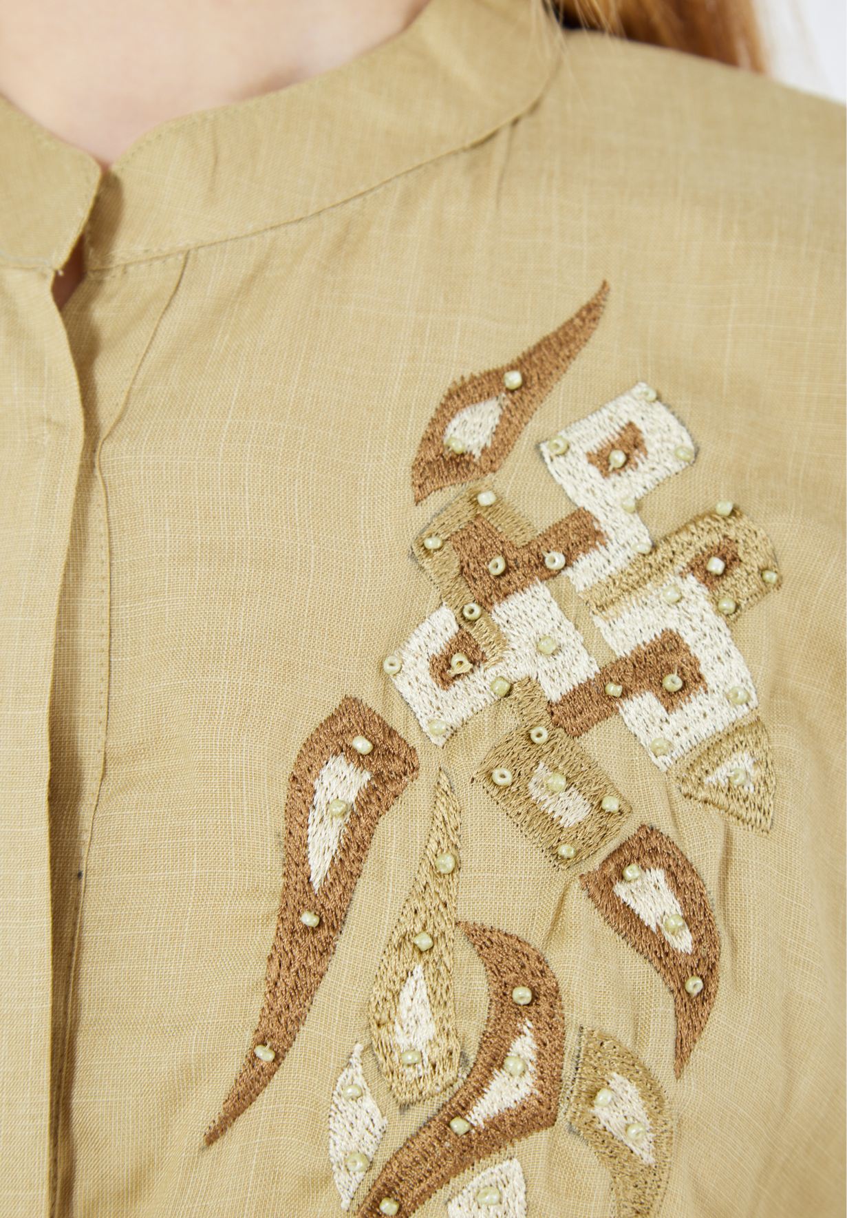 Beautiful Linen Long Frilled Maxi Dress With Embroidered Details And Bell Sleeves