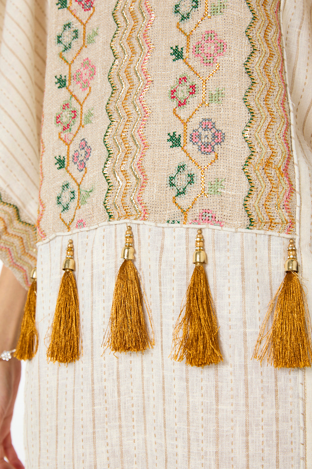 Embroidered Tassel Panel Jalabiya