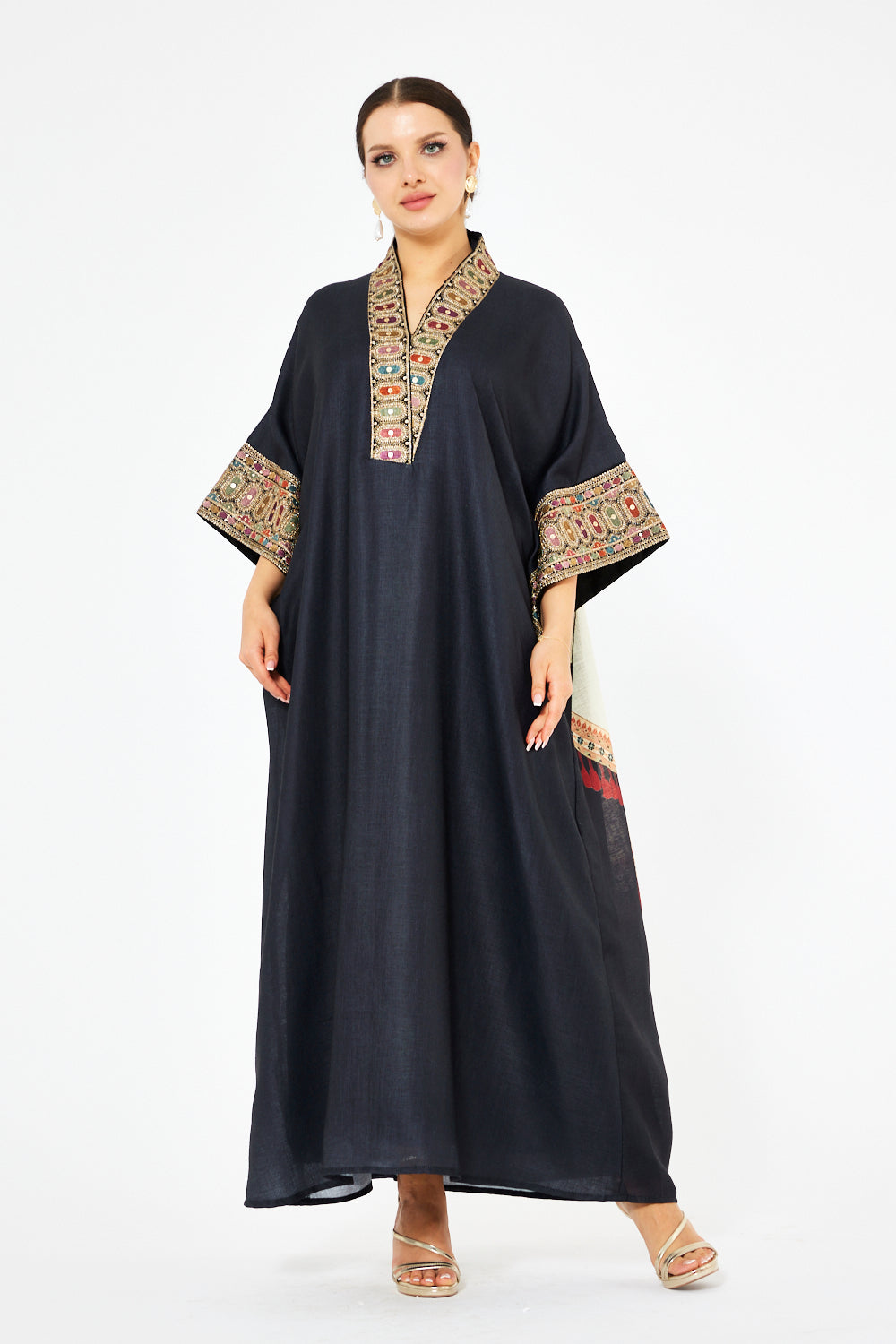 Embellished Trim Kaftan with Statement Back Detailing
