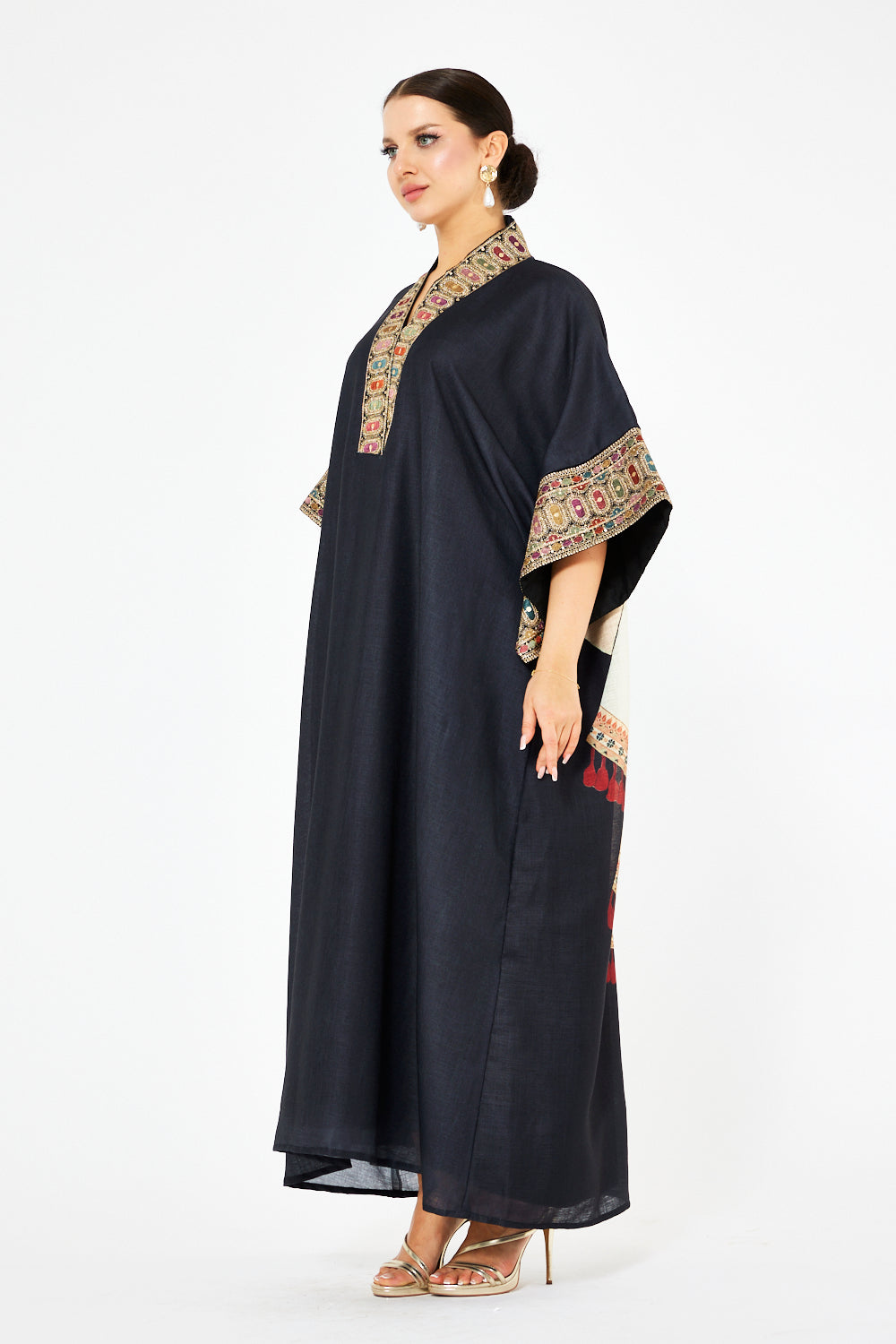 Embellished Trim Kaftan with Statement Back Detailing