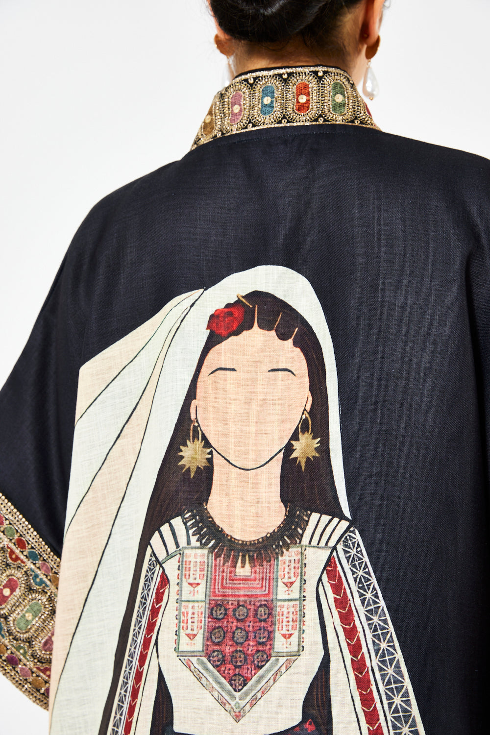 Embellished Trim Kaftan with Statement Back Detailing