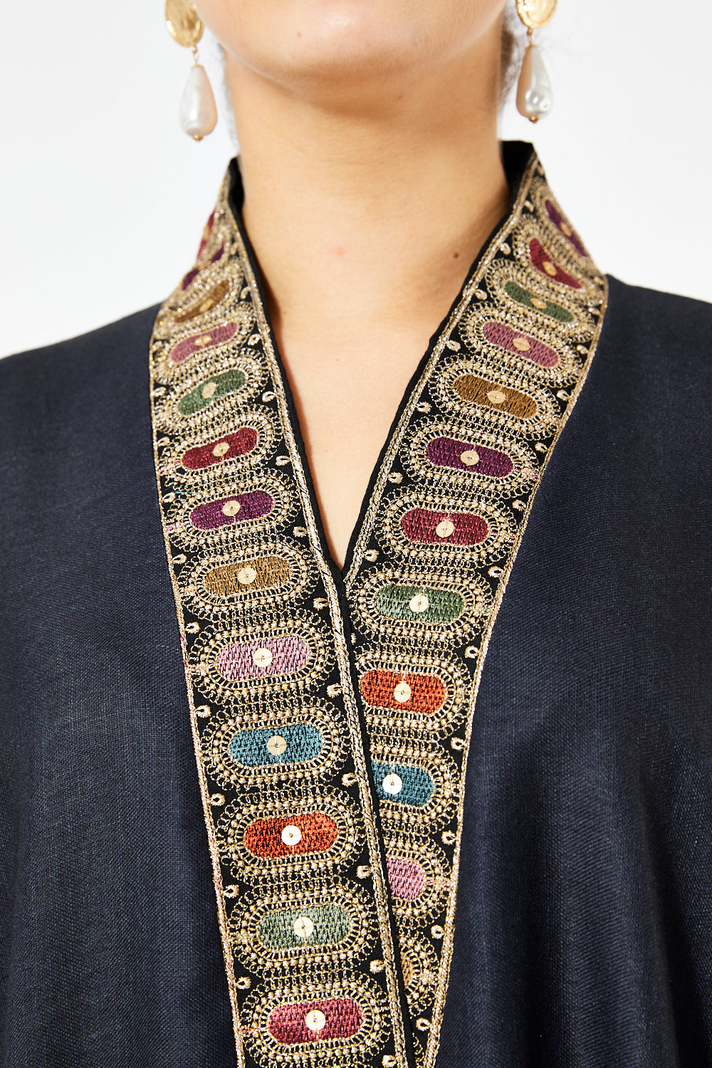 Embellished Trim Kaftan with Statement Back Detailing