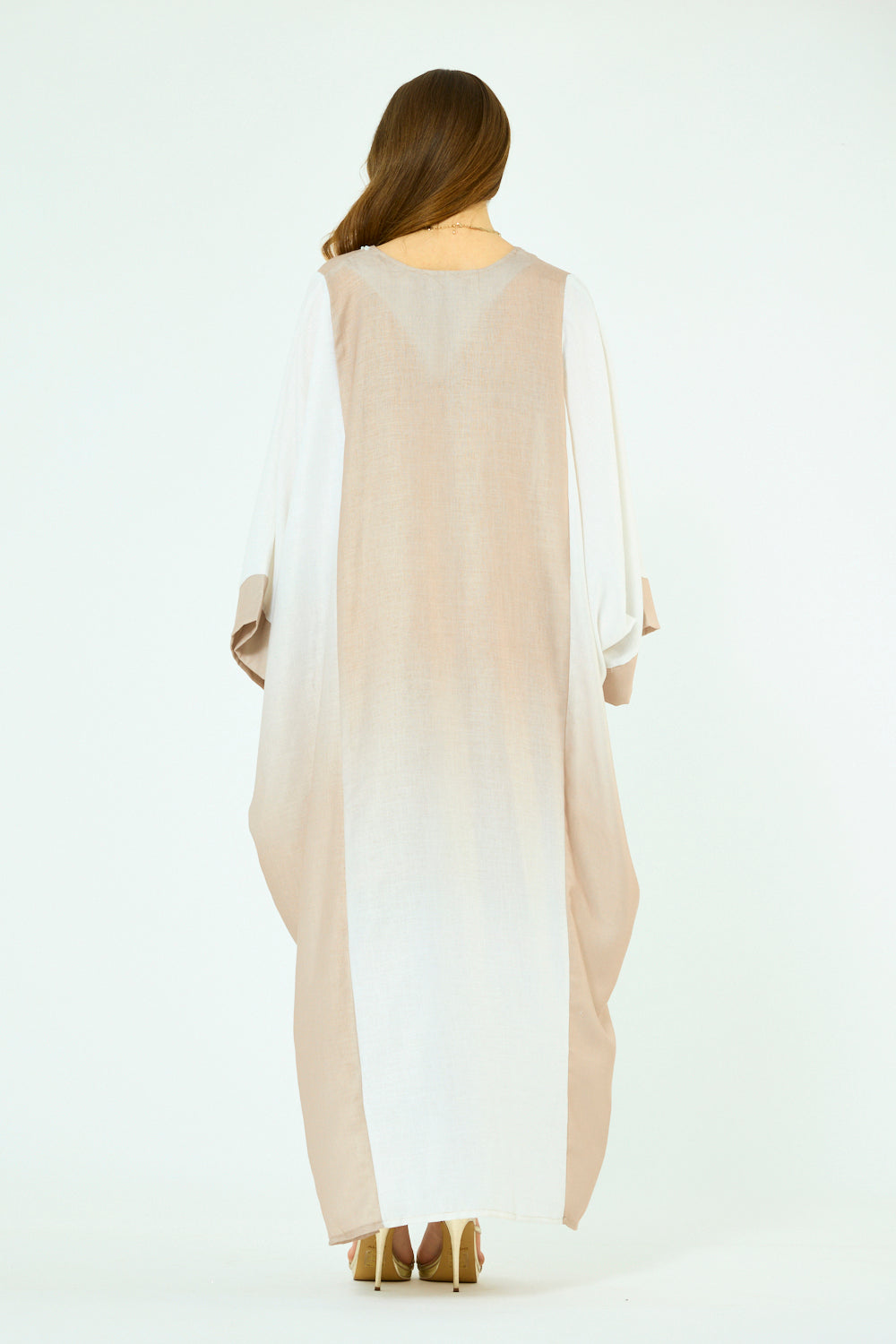 Contrast Panel Embroidered Kaftan