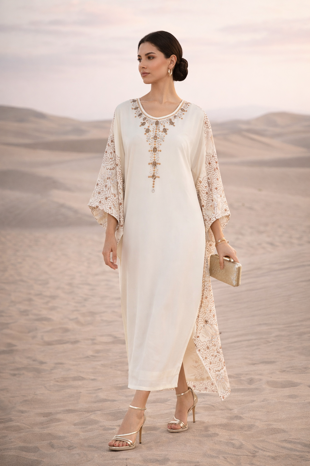 Crystal Embellished Panel Jalabiya