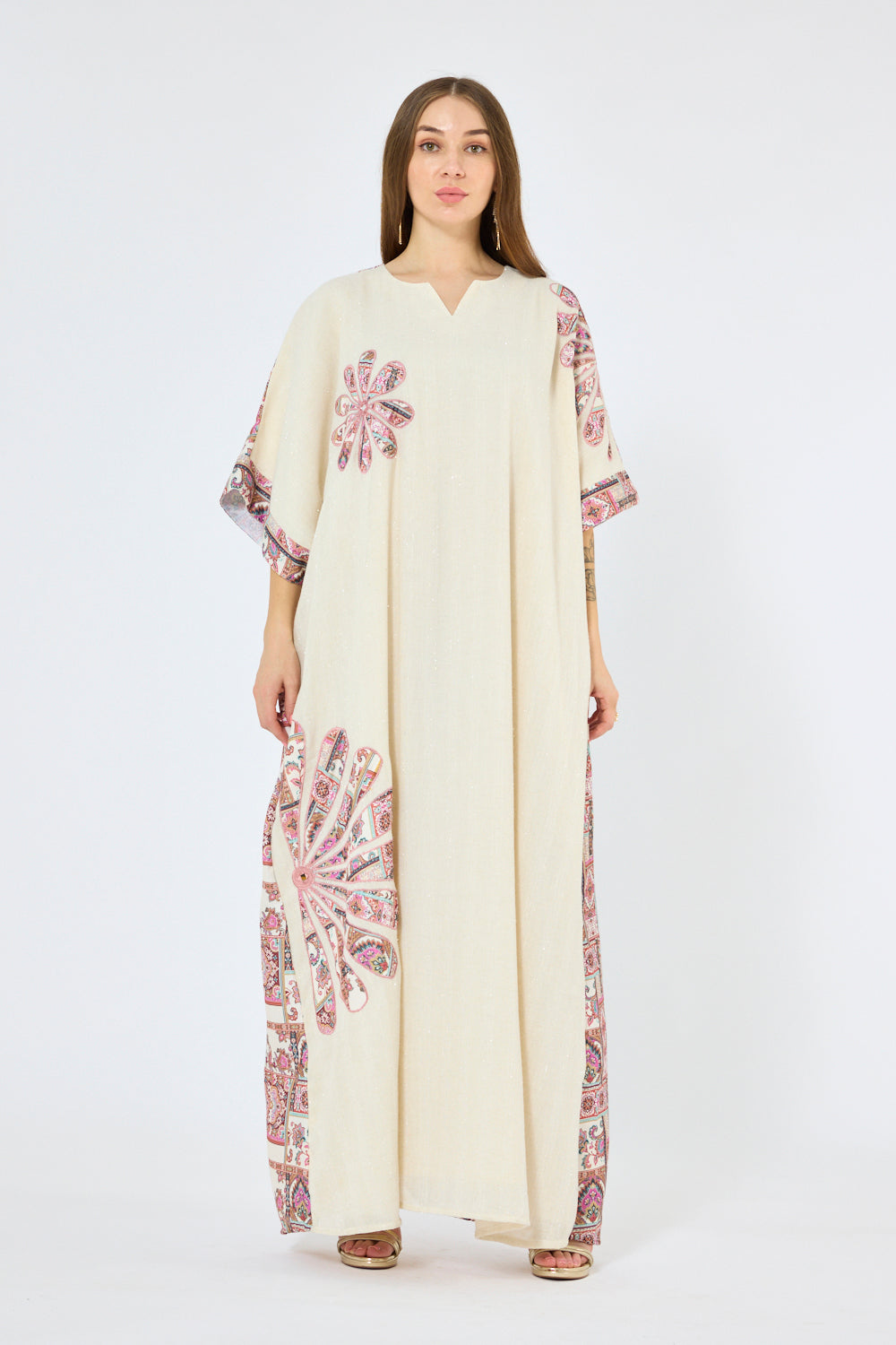 Patchwork Motif Printed Panel Kaftan