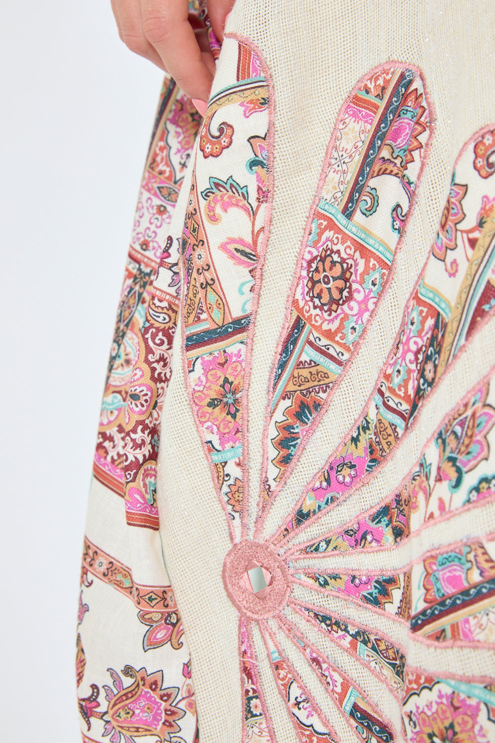 Patchwork Motif Printed Panel Kaftan