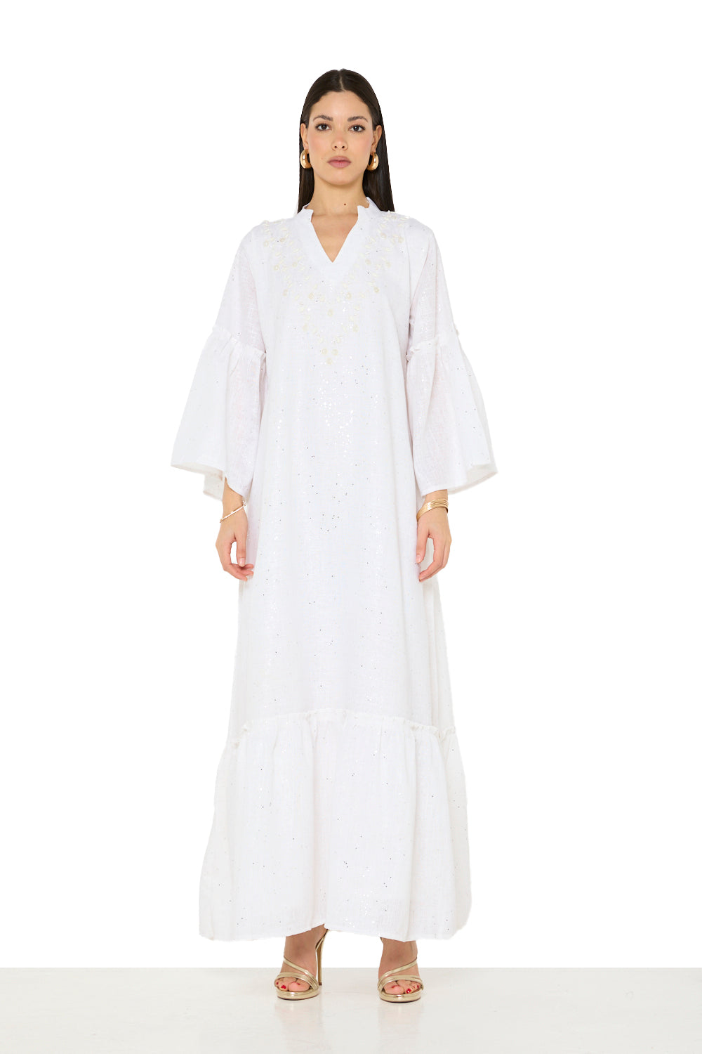 Pearl Embellished Tiered Jalabiya
