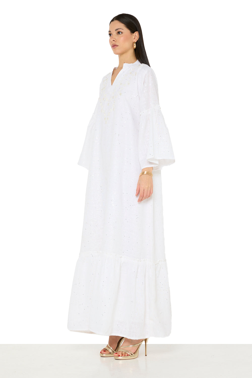 Pearl Embellished Tiered Jalabiya