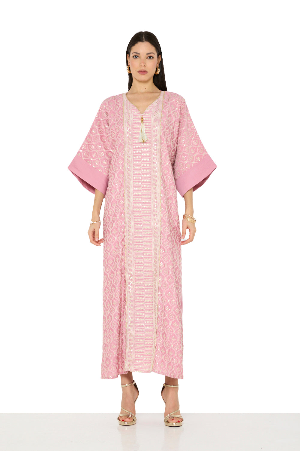 Tassel Front Embroidered Jalabiya