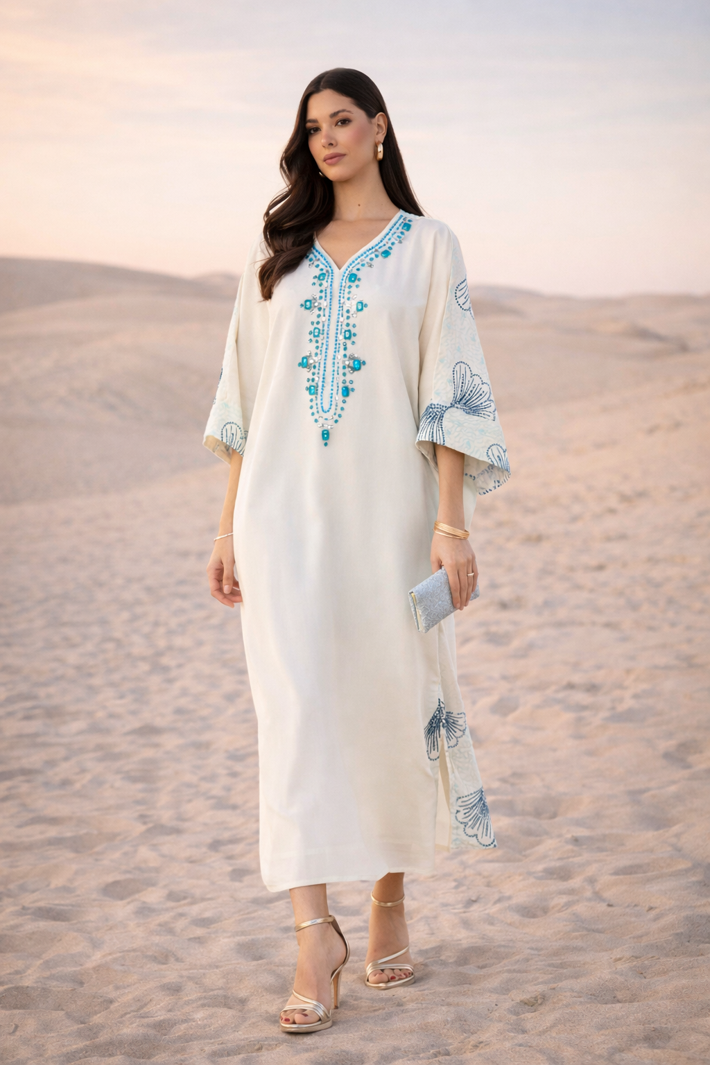 Refined Jalabiya with Intricate Embroidery