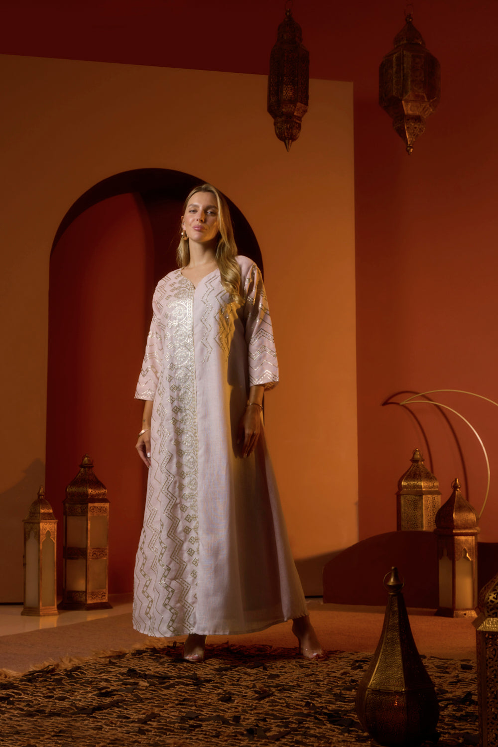 Asymmetric Embellished Panel Jalabiya