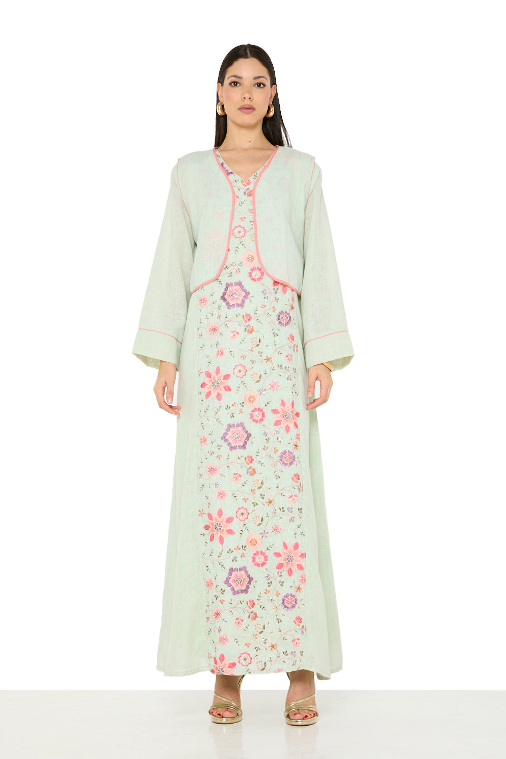 Floral Panel Layered Jalabiya