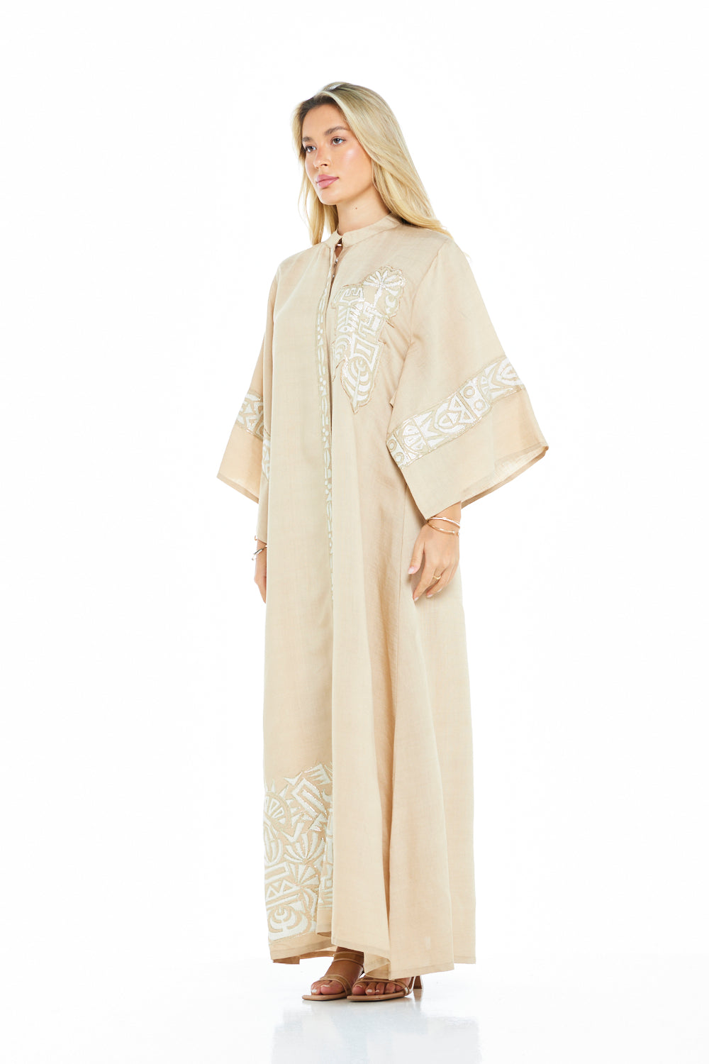 Linear Embroidered Panel Kaftan