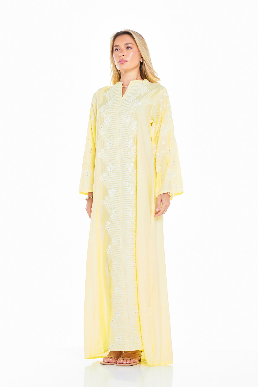 Floral Vine Embroidery Straight Jalabiya