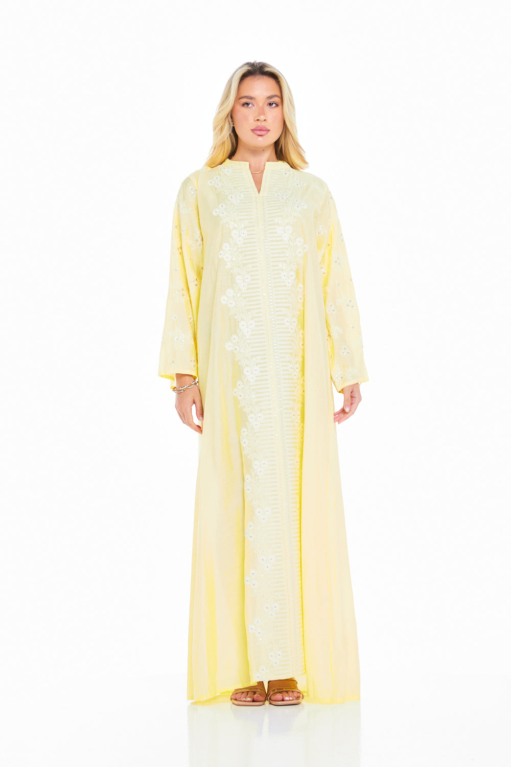 Floral Vine Embroidery Straight Jalabiya