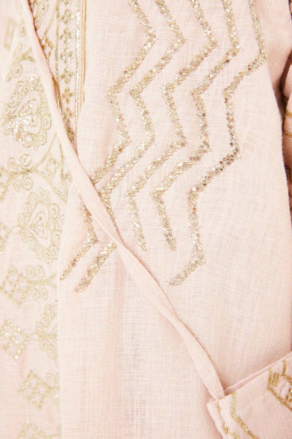 Zigzag Chevron Embellished Jalabiya with Crossbody Bag