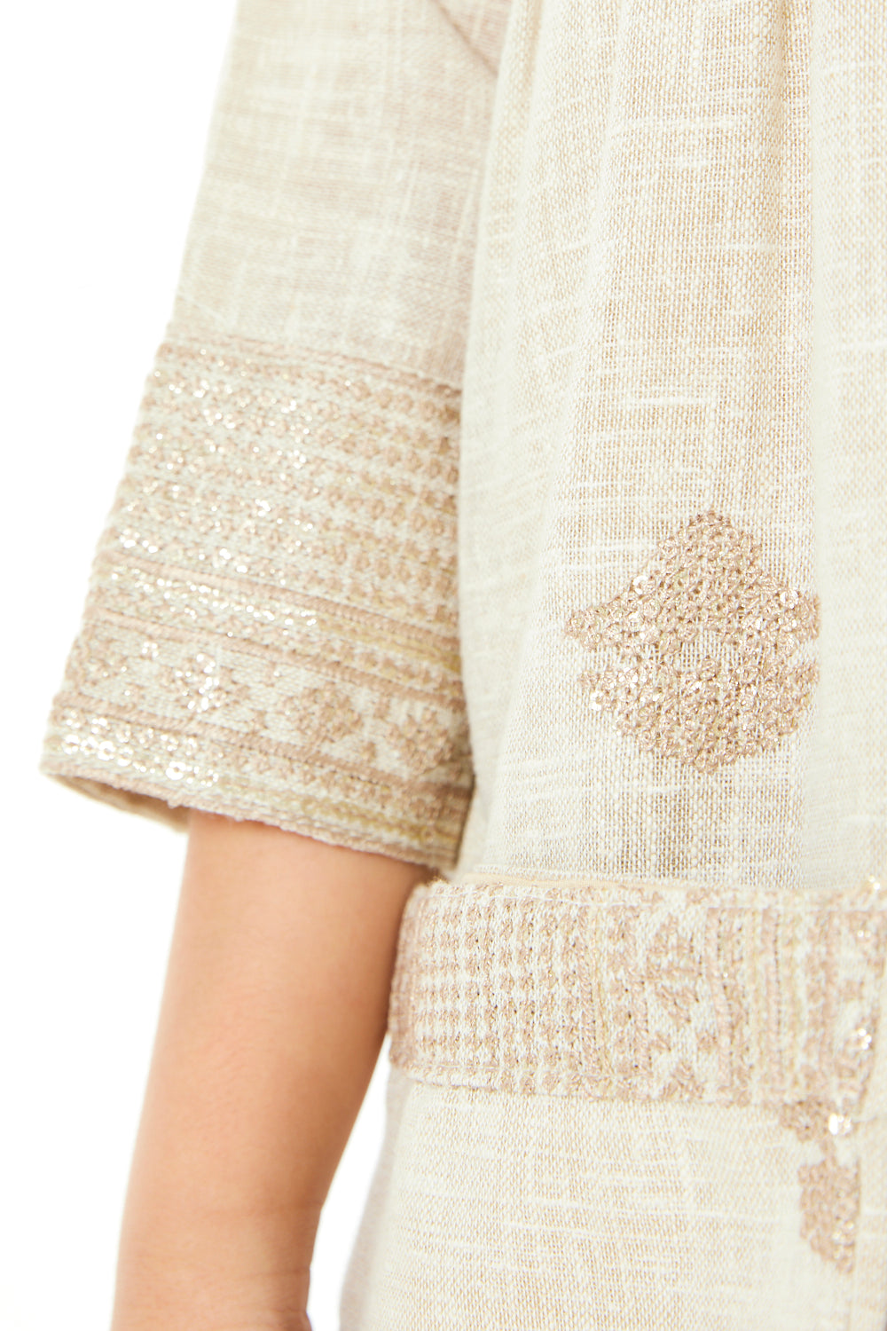 Subtle Motif Embellished Jalabiya with Crossbody Bag