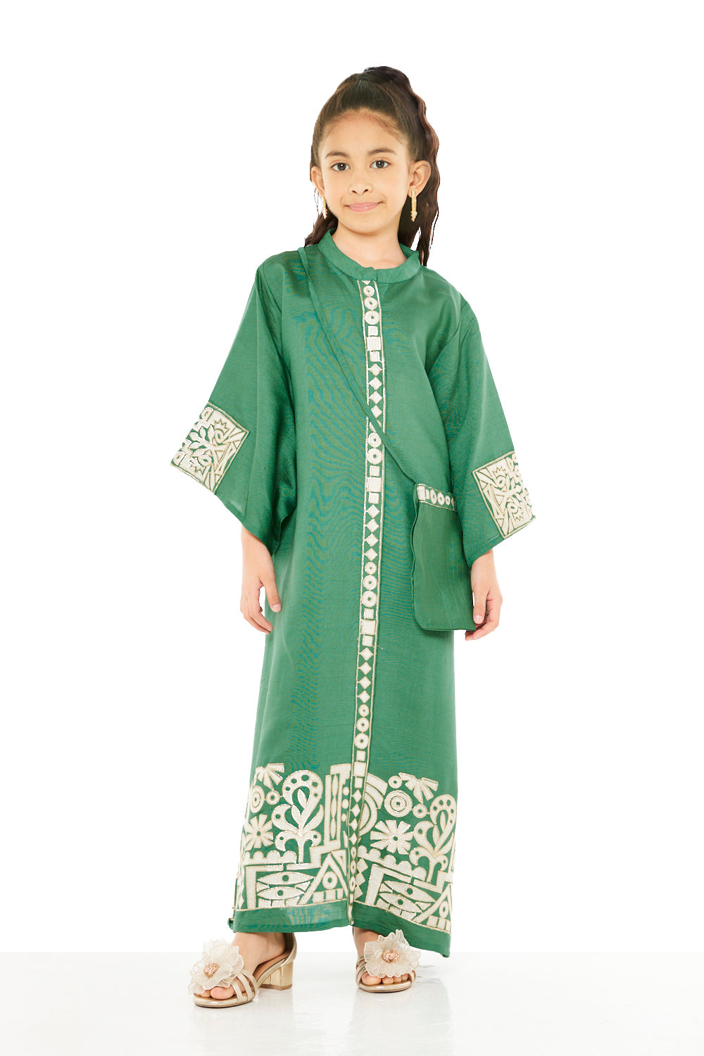 Heritage Motif Border Jalabiya with Crossbody Bag