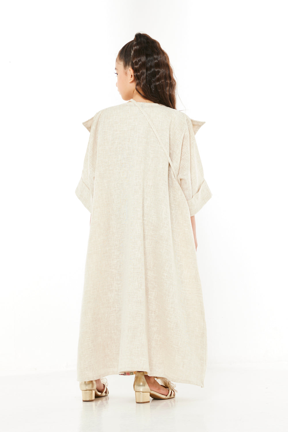Tribal Motif Embroidered Front-Panel Kaftan