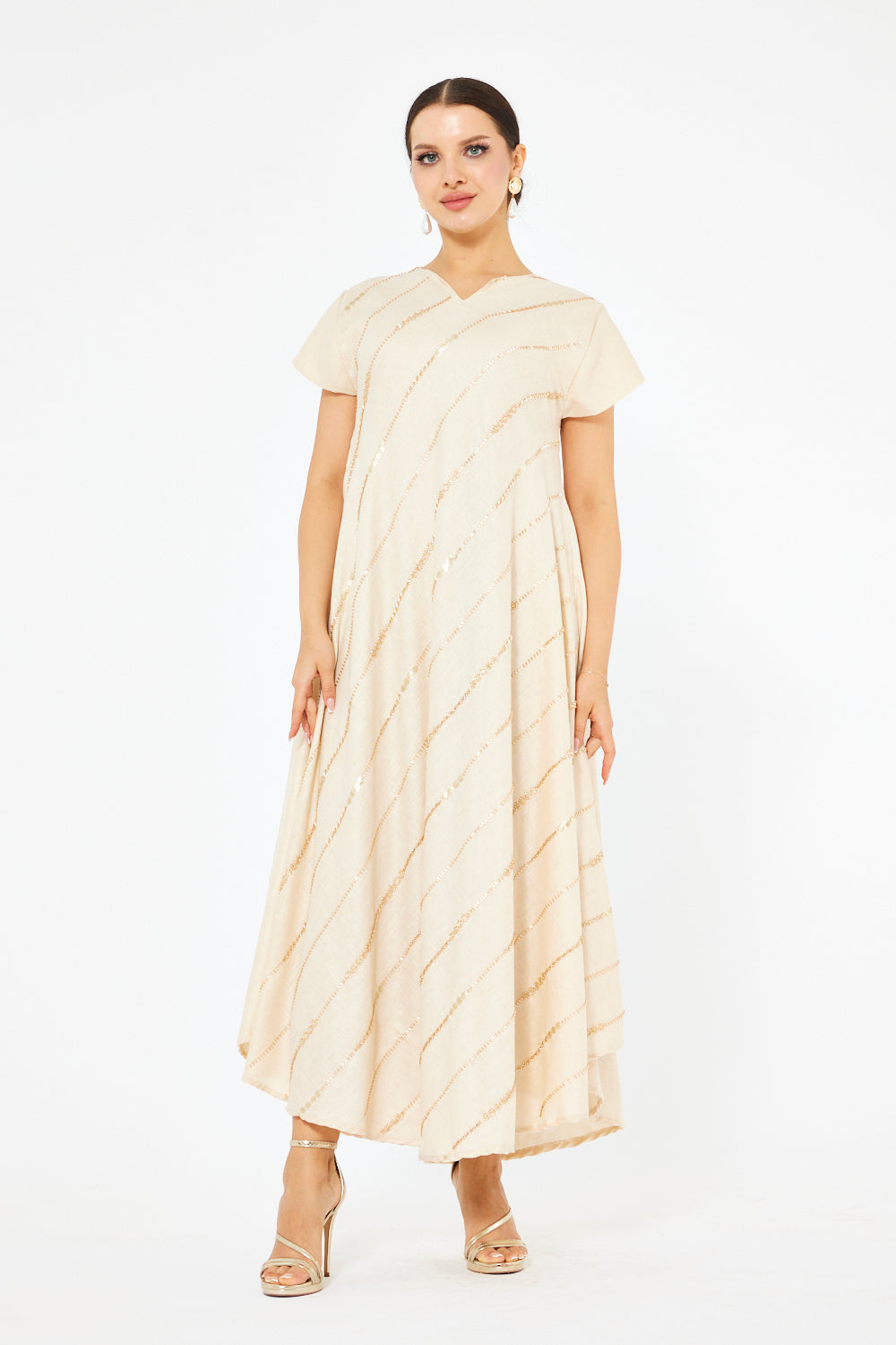 Ivory Diagonal Shimmer Dress