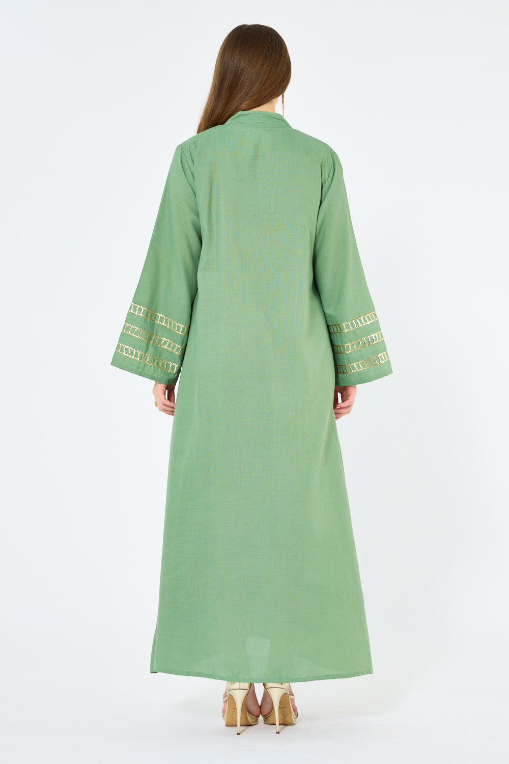 Gold Accent Embroidered Dress