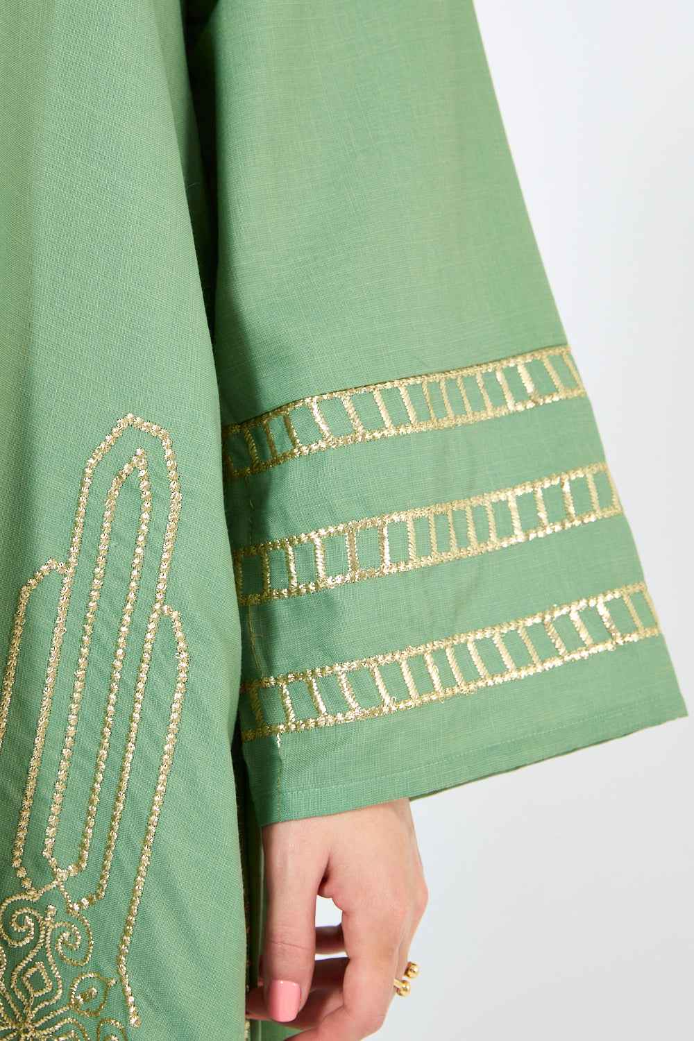 Gold Accent Embroidered Dress