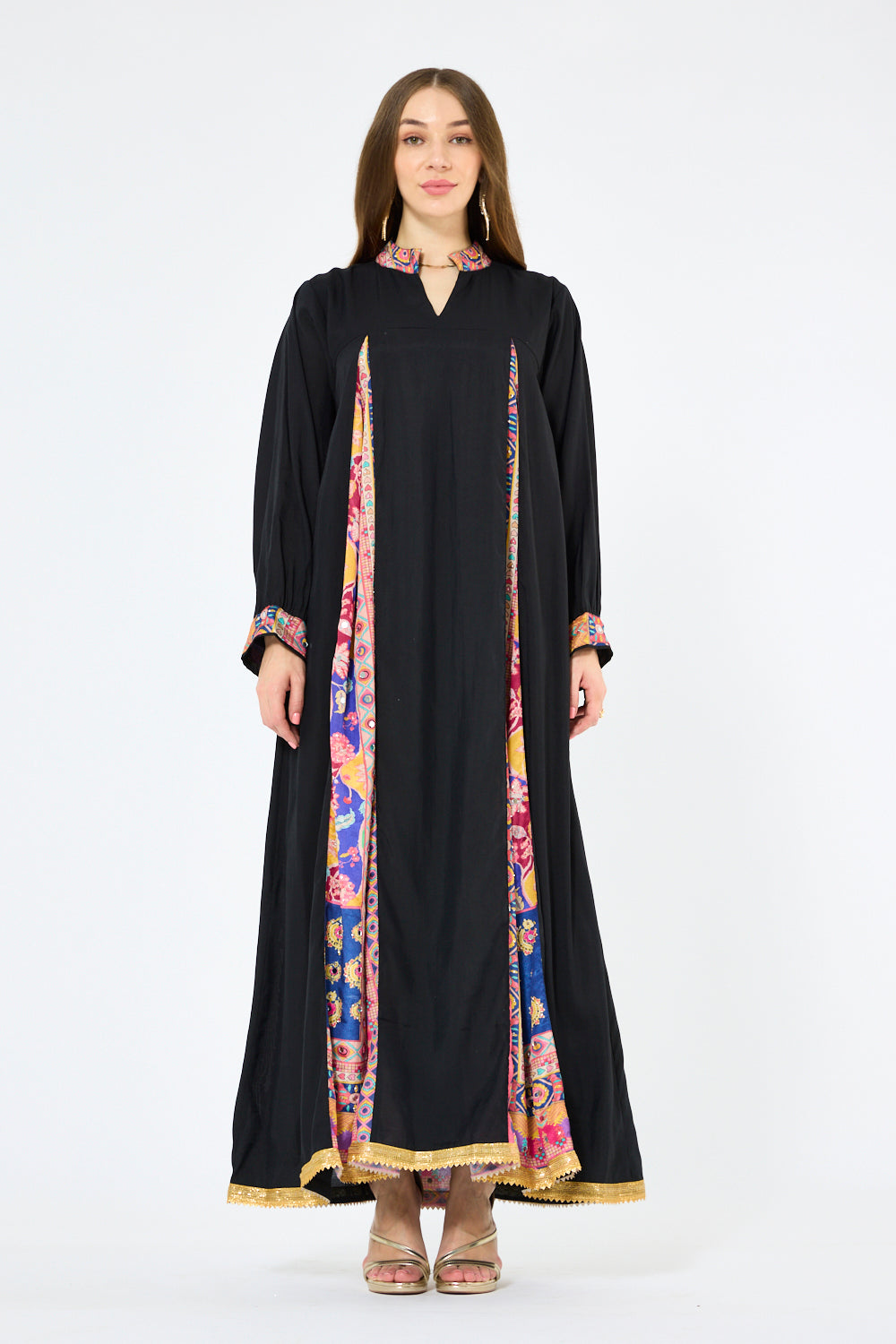 Printed Panel Trim A-Line Jalabiya