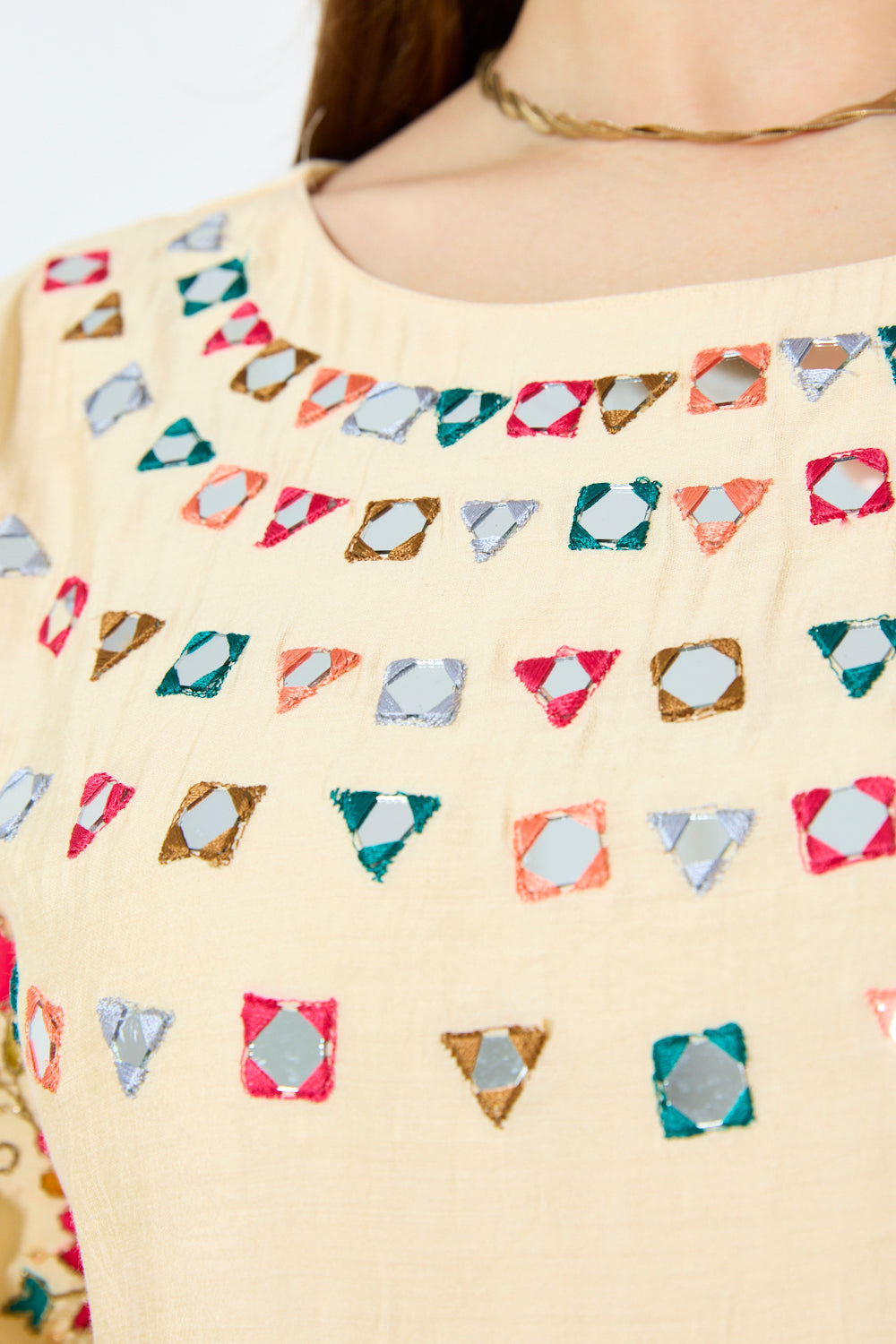 Paisley Motif Embroiderd Dress