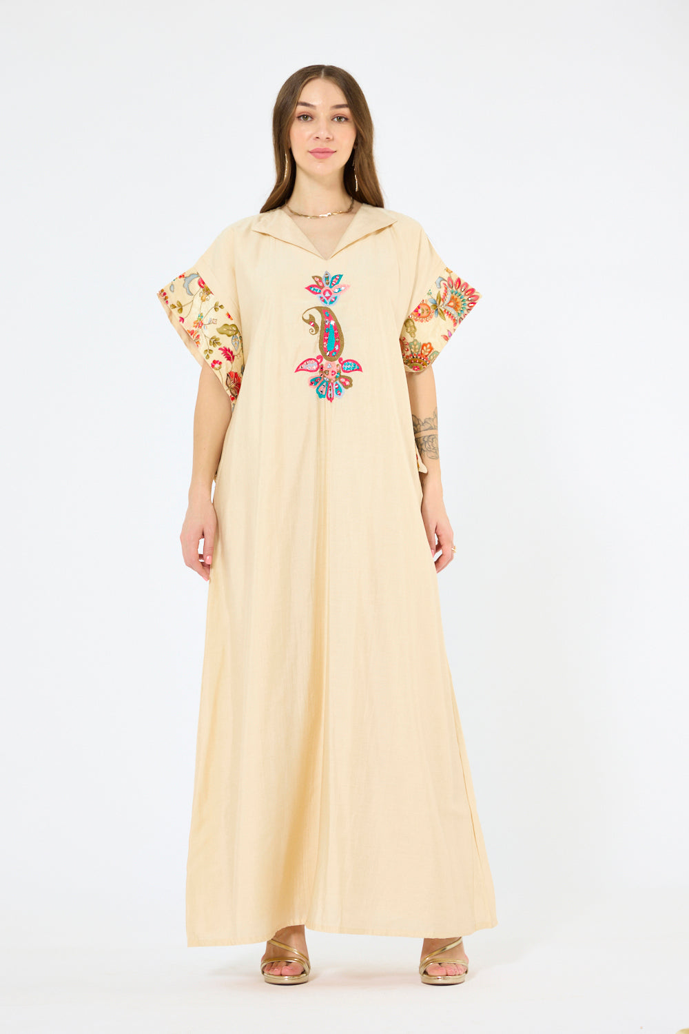 Paisley Motif Embroiderd Dress