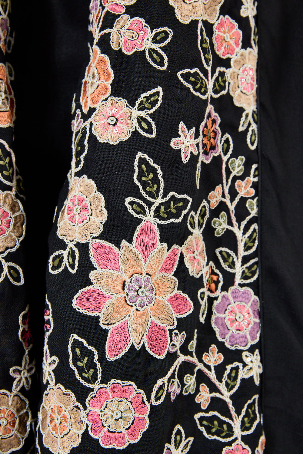 Black Floral Embroidered Panelled Layer Dress
