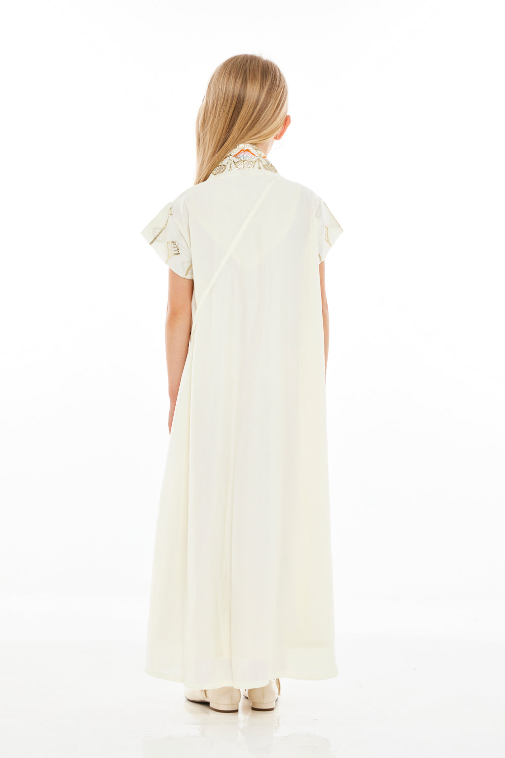 Embroidered Front Panel Kaftan Dress with Crossbody Sling
