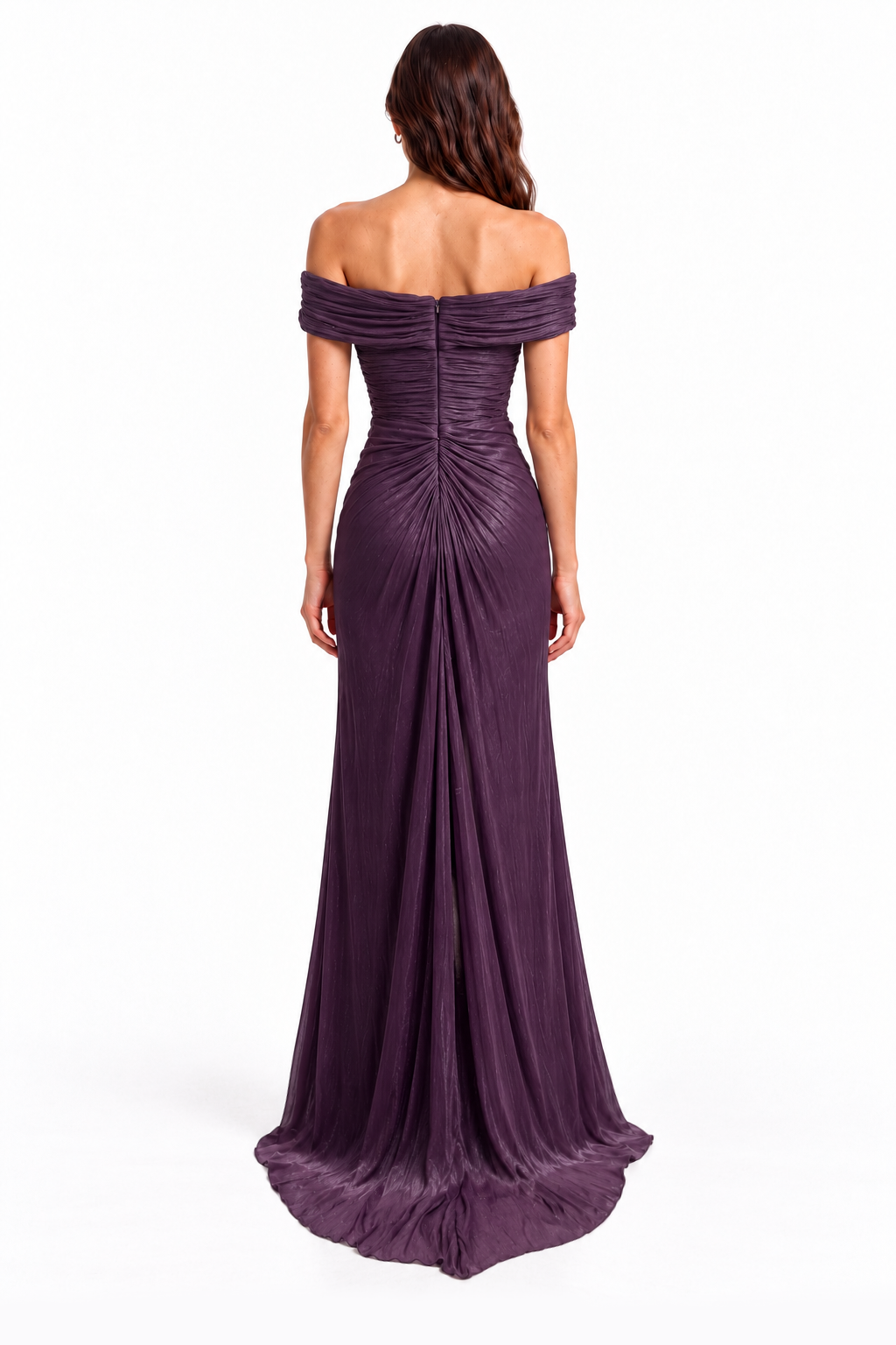 "Mira" Crystal Flower Off-Shoulder Gown