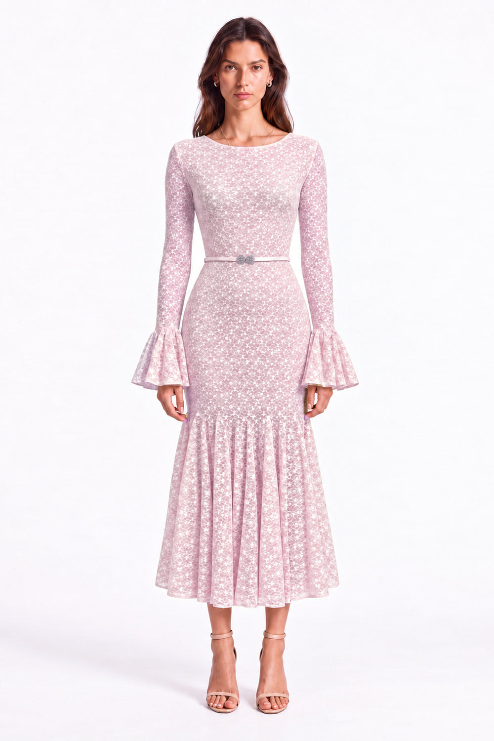"Elara" Boat-Neck Bell Sleeve Dress