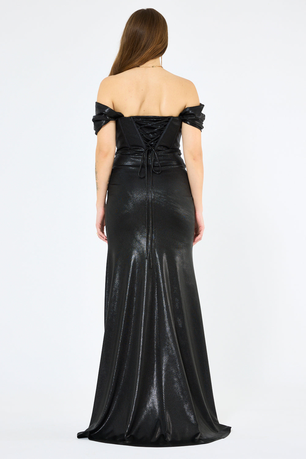 Metallic Twist-Drape Corset Gown