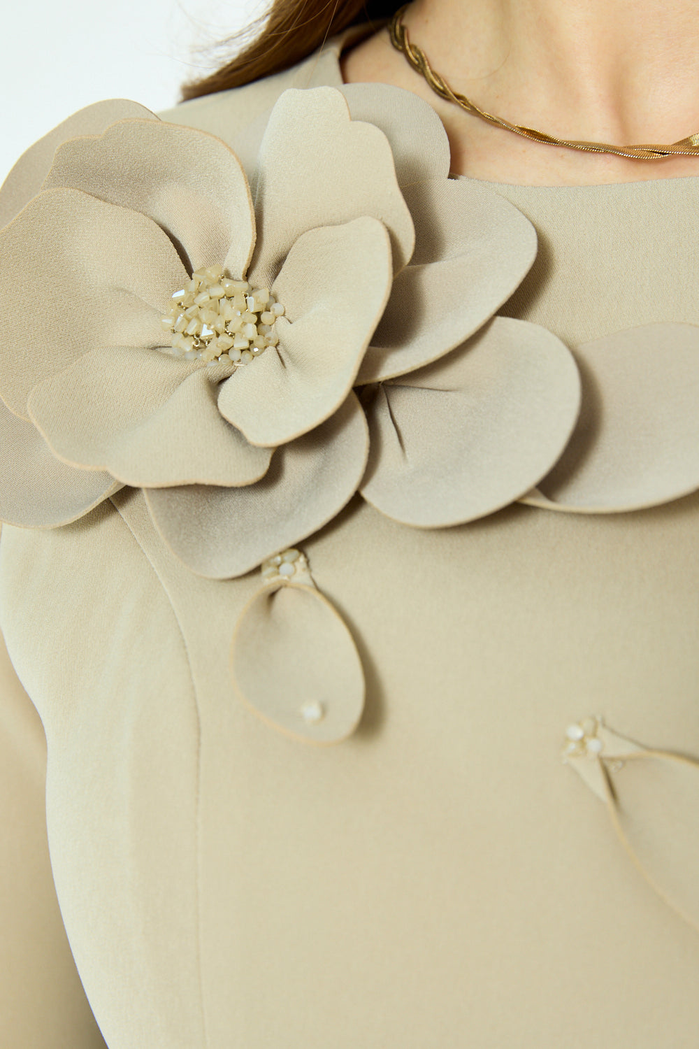 3D Floral Appliqué Side-Slit Gown