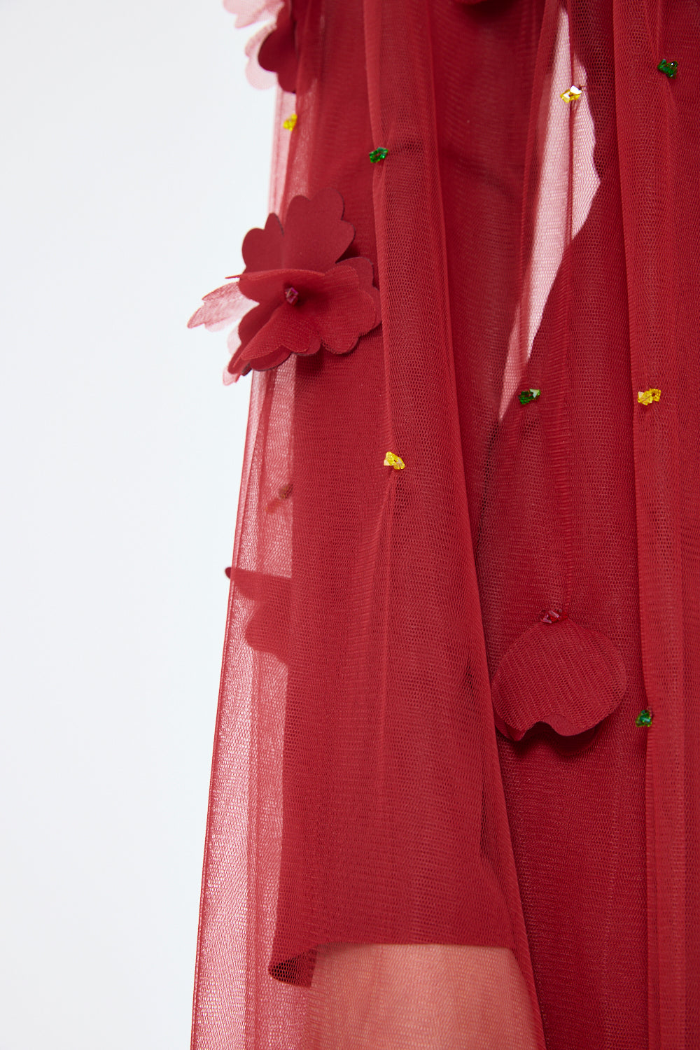 Floral Appliqué Shoulder Drape Gown