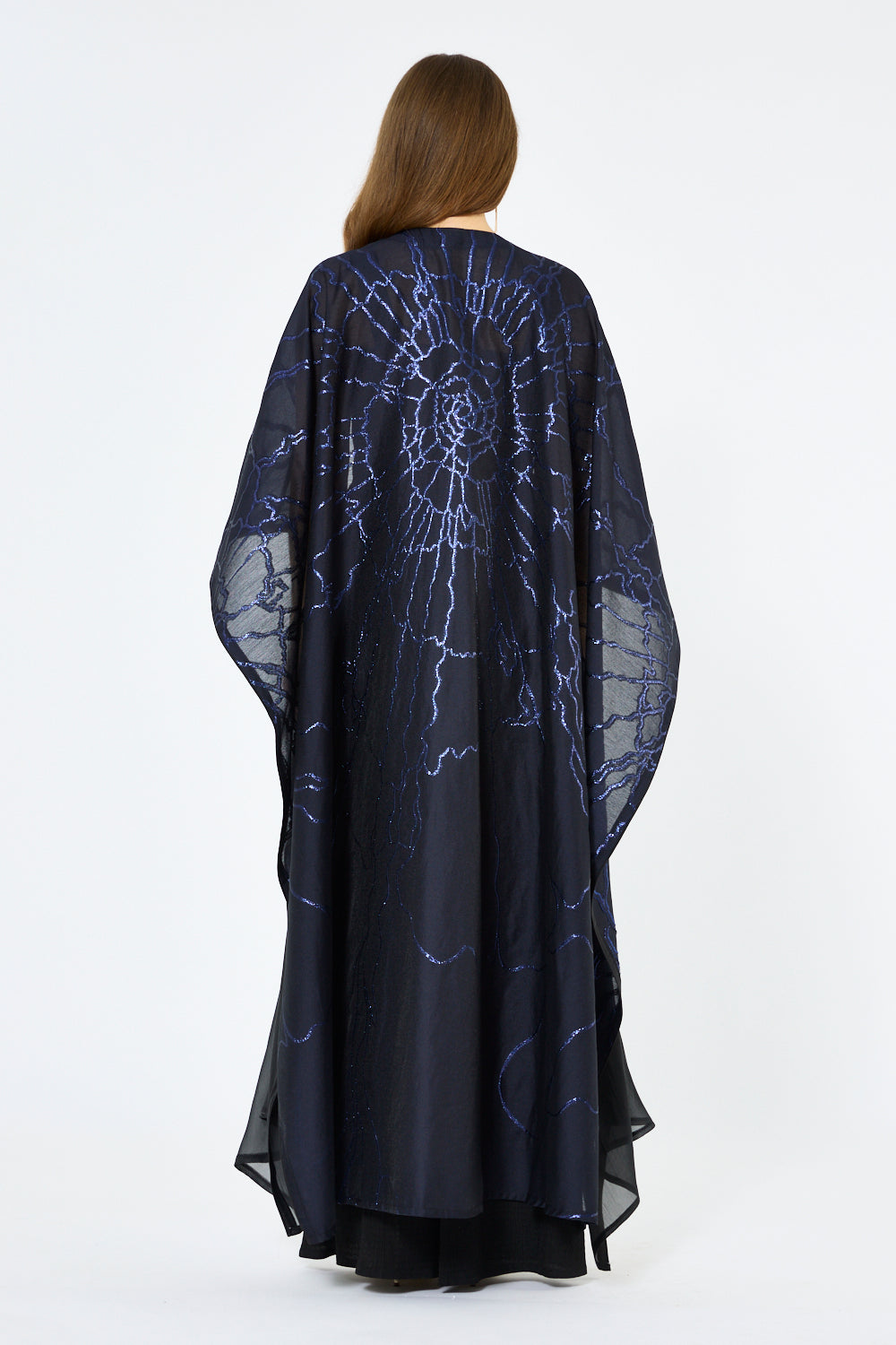 Crinkle Motif Cape Overlay Gown