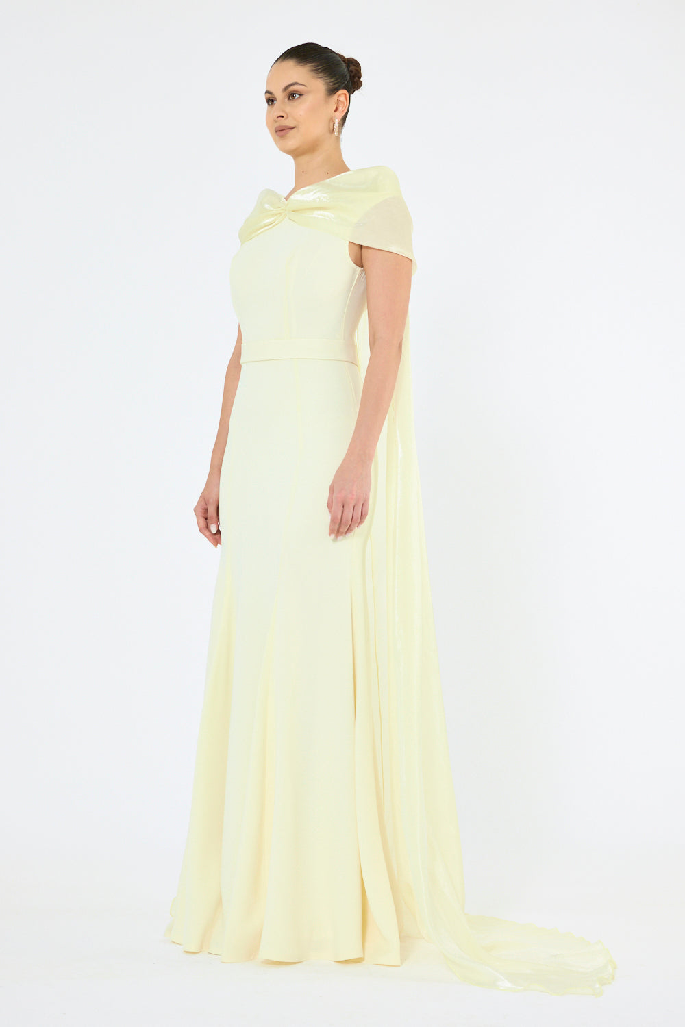 Twist Drape Cape Gown