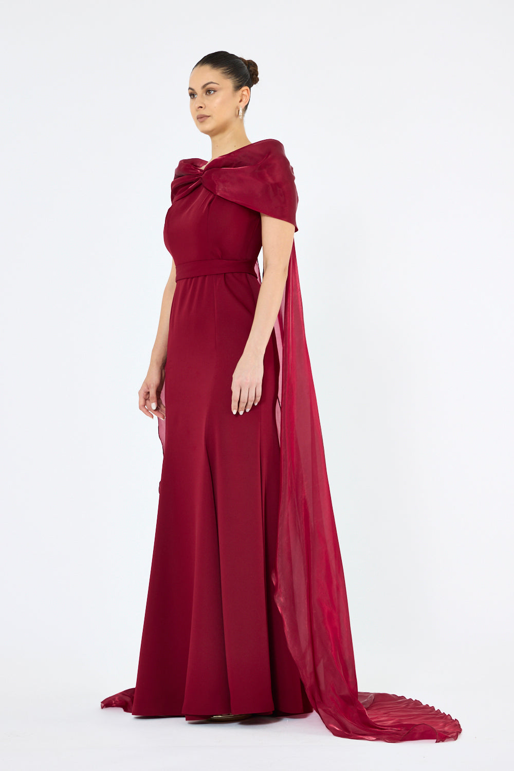 Twist Drape Cape Gown