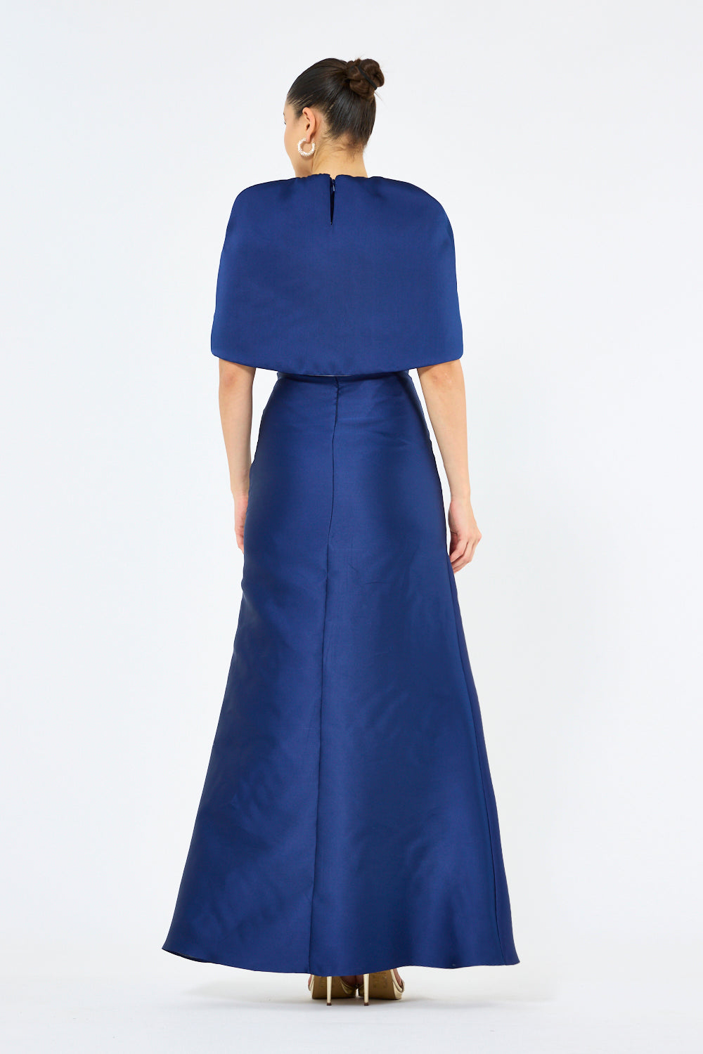 Structured Cape Sleeve A-Line Gown