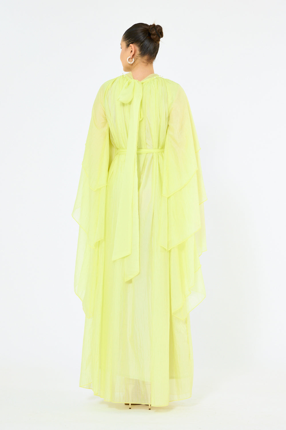 Pearl Trim Gathered Dress