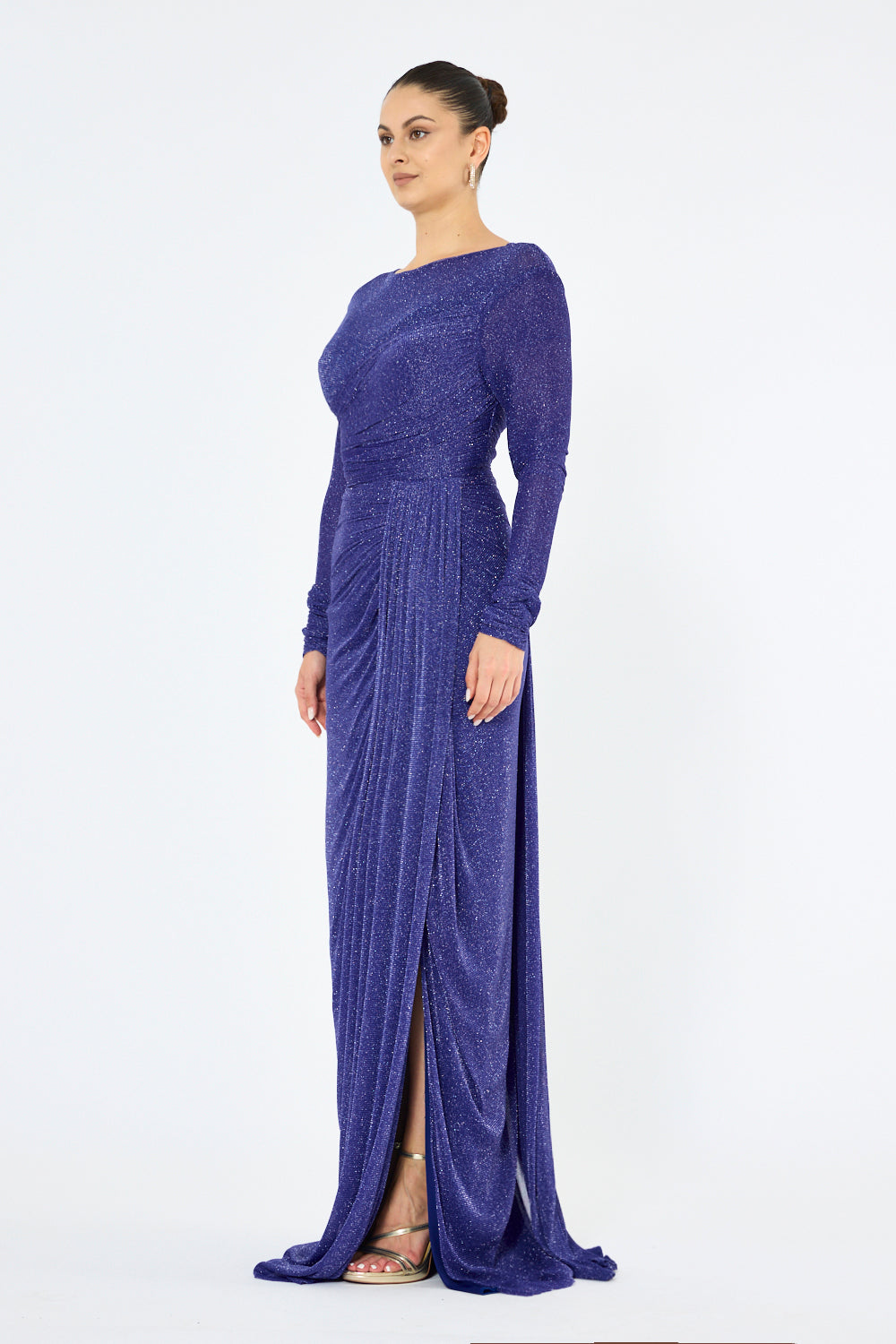 Side Gathered Sheath Gown