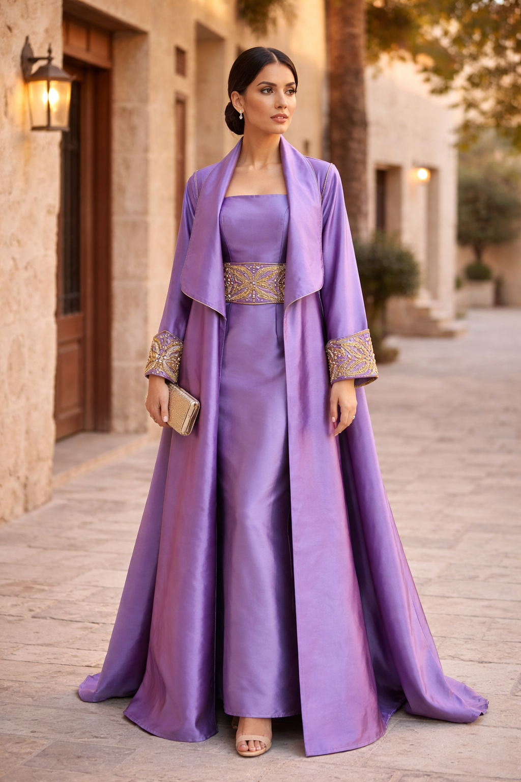 Embroidered Bisht with Inner Set