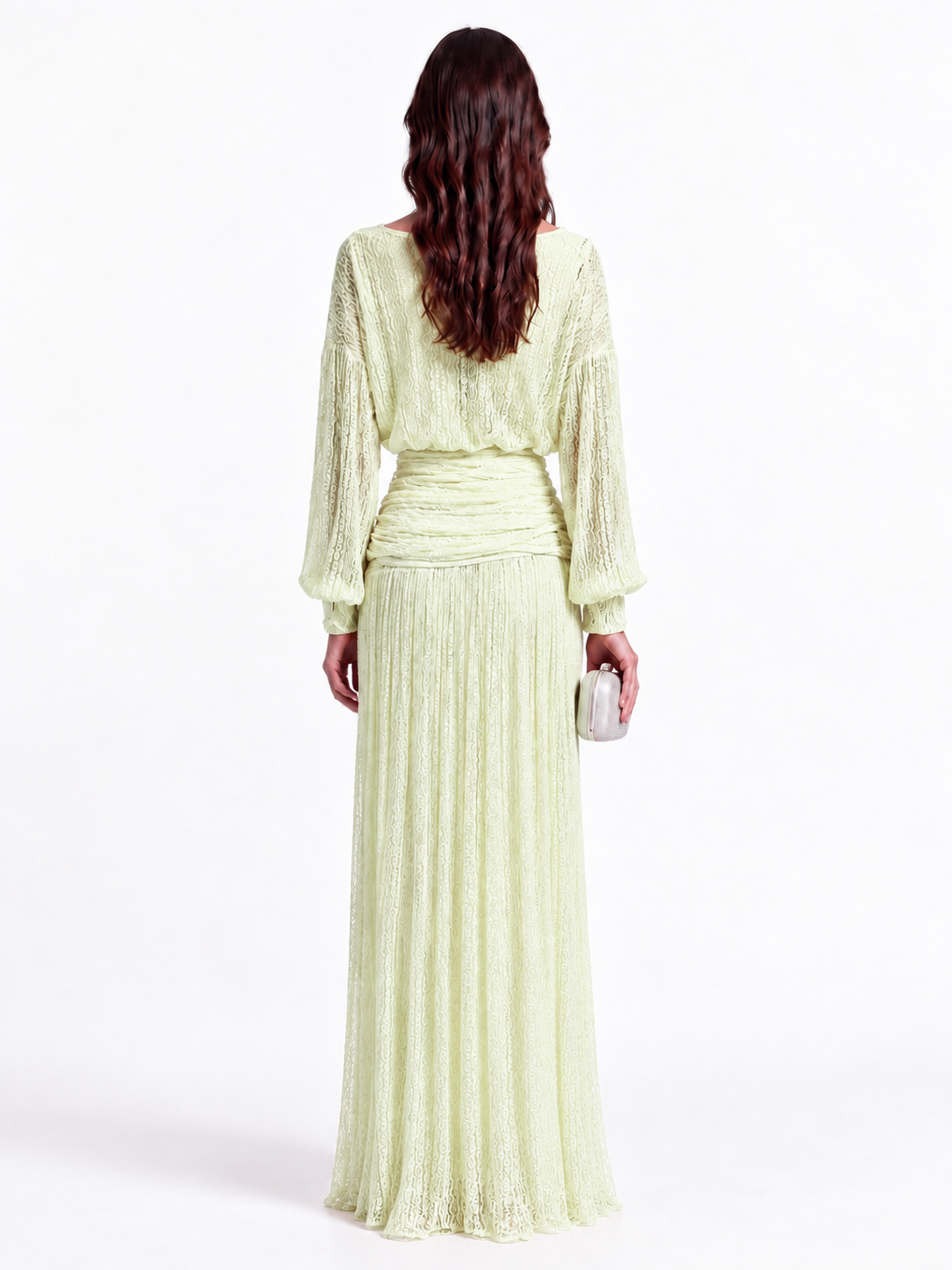 "Elara" Celeste V-Neck Lace Wrap Maxi Dress