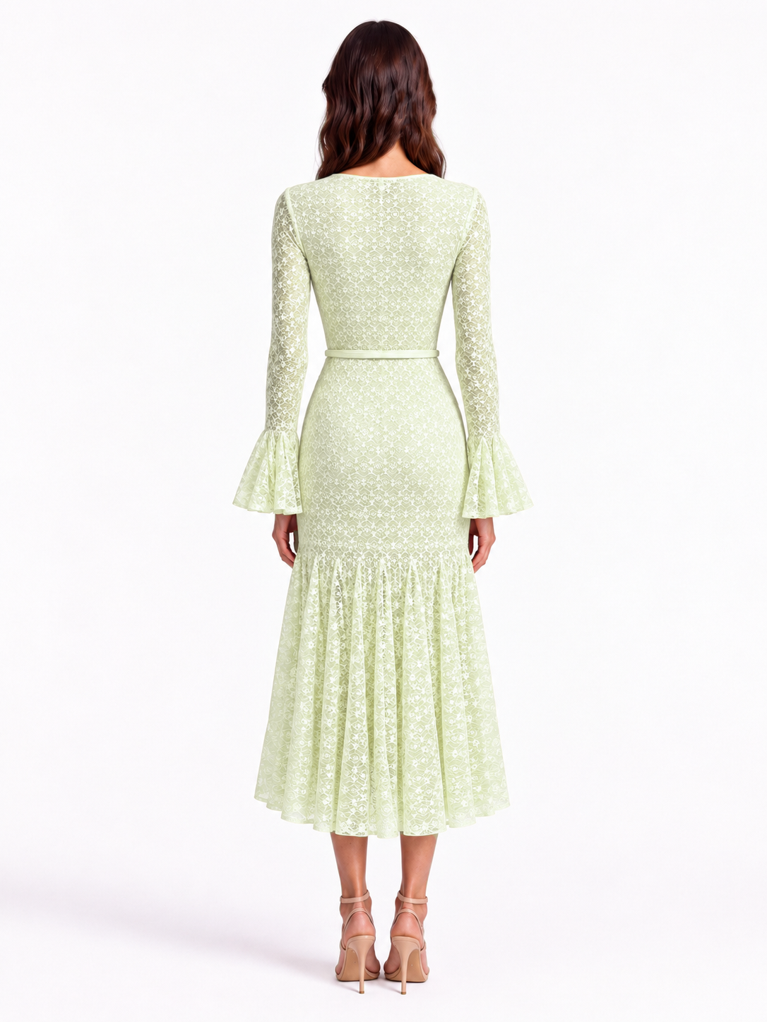 "Elara" Boat-Neck Bell Sleeve Dress