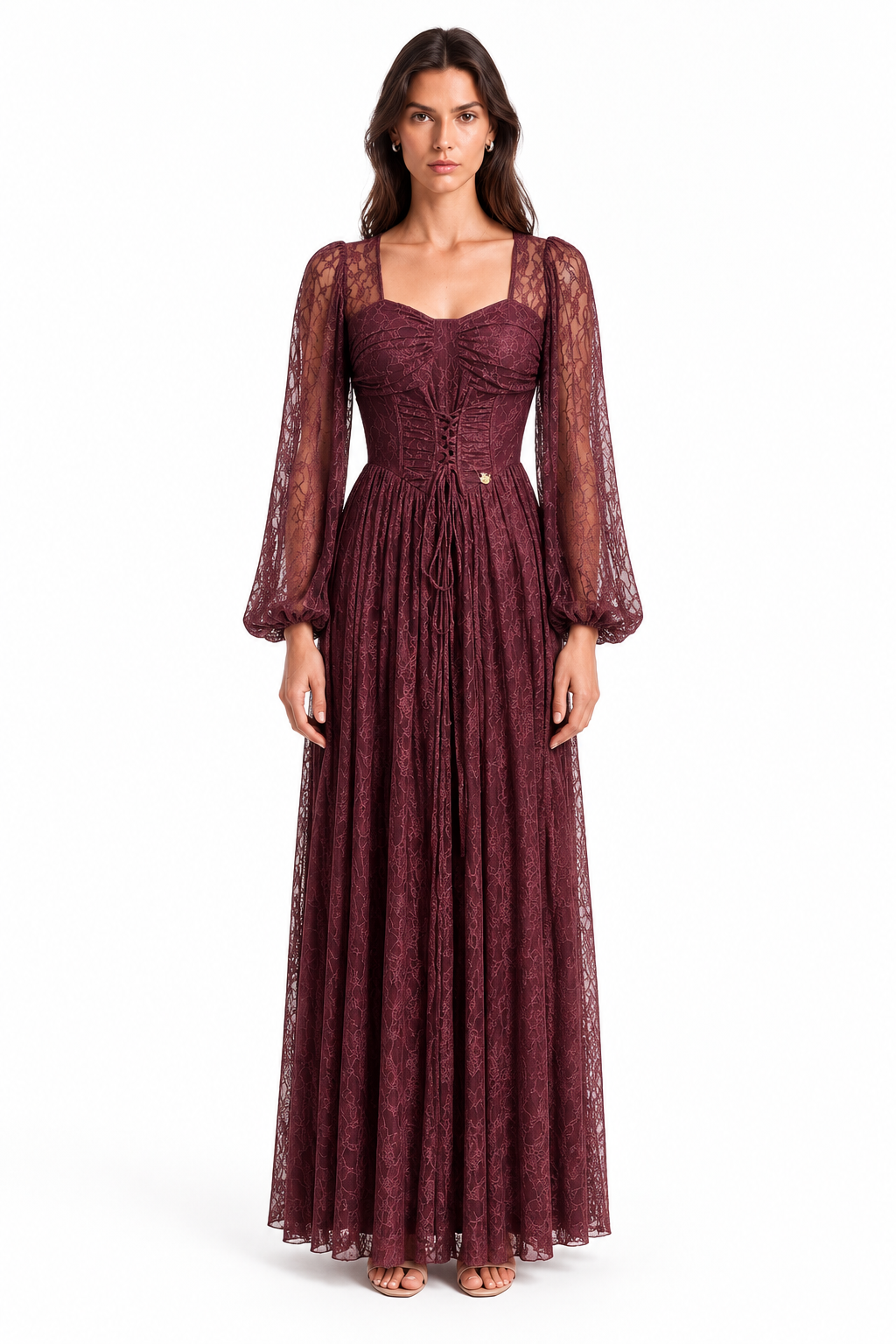 "Elara" Lace Corset Square-Neck Dress