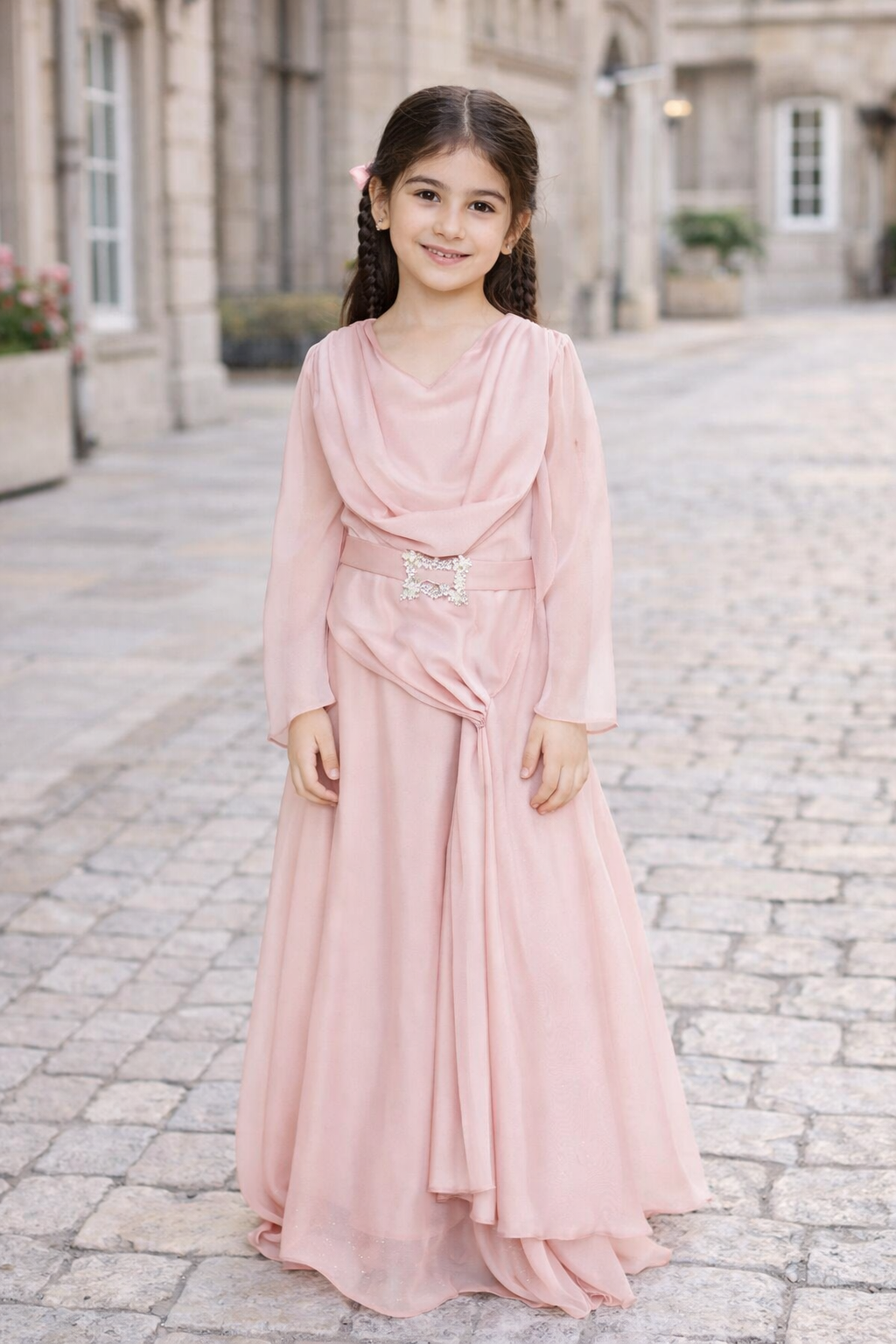 Blush Draped Glow Gown