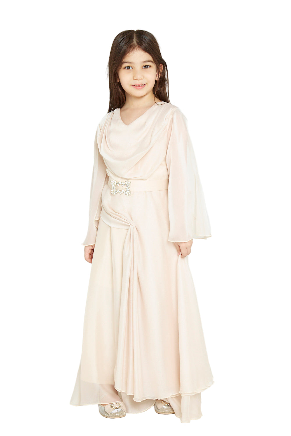 Blush Draped Glow Gown
